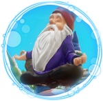 Meditating gnome is focused on spiritual reflection and mindfulness